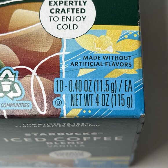 Starbucks Vanilla Iced Coffee Blend K Cup Keurig 10 ct Lot Of 8 Best By 6/2025 - Picture 4 of 5